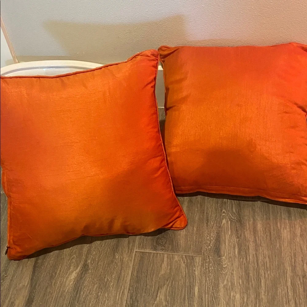 Pier 1 Patchwork Accent Pillows - Orange and Cream